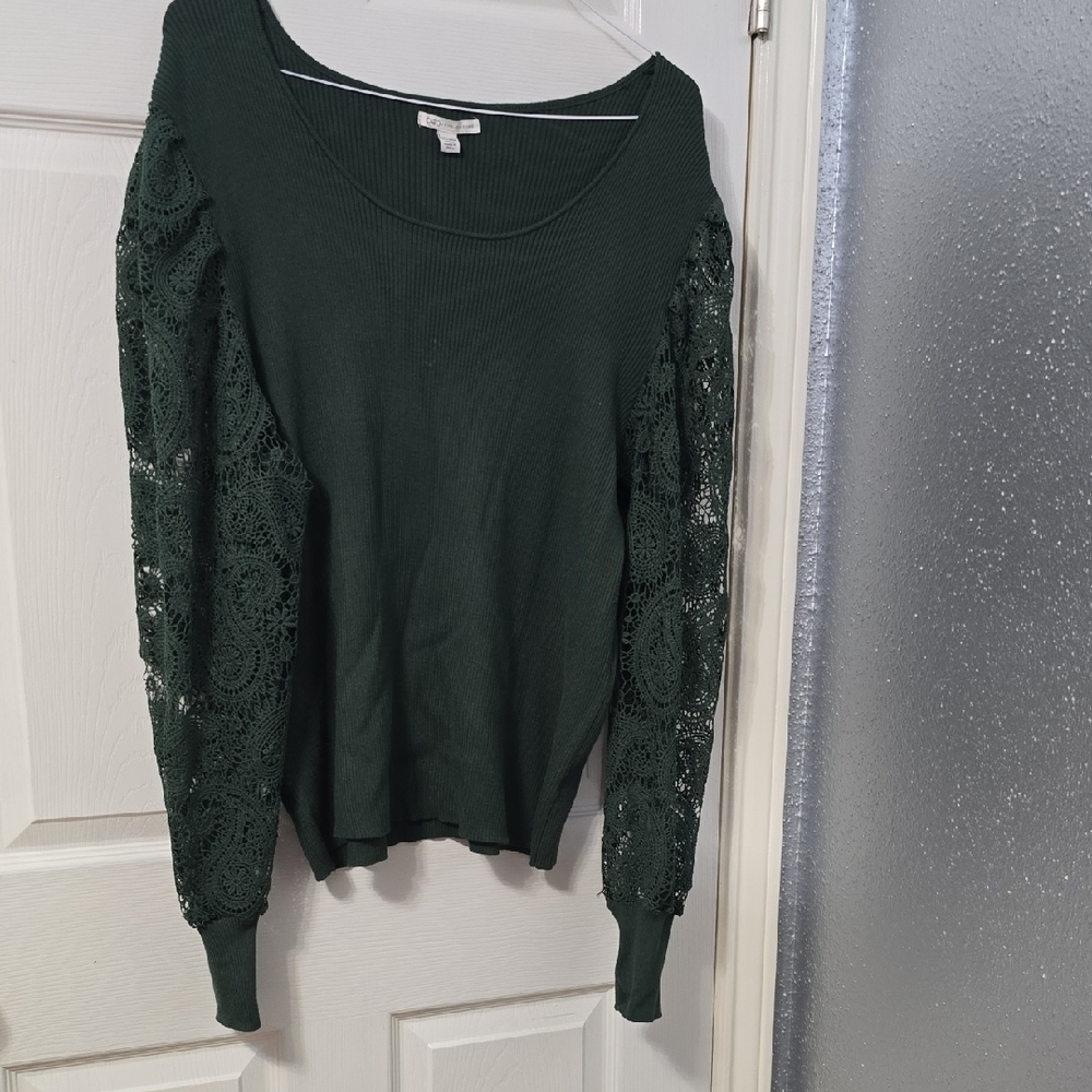 Cato Green Embellished Long Sleeve Blouse